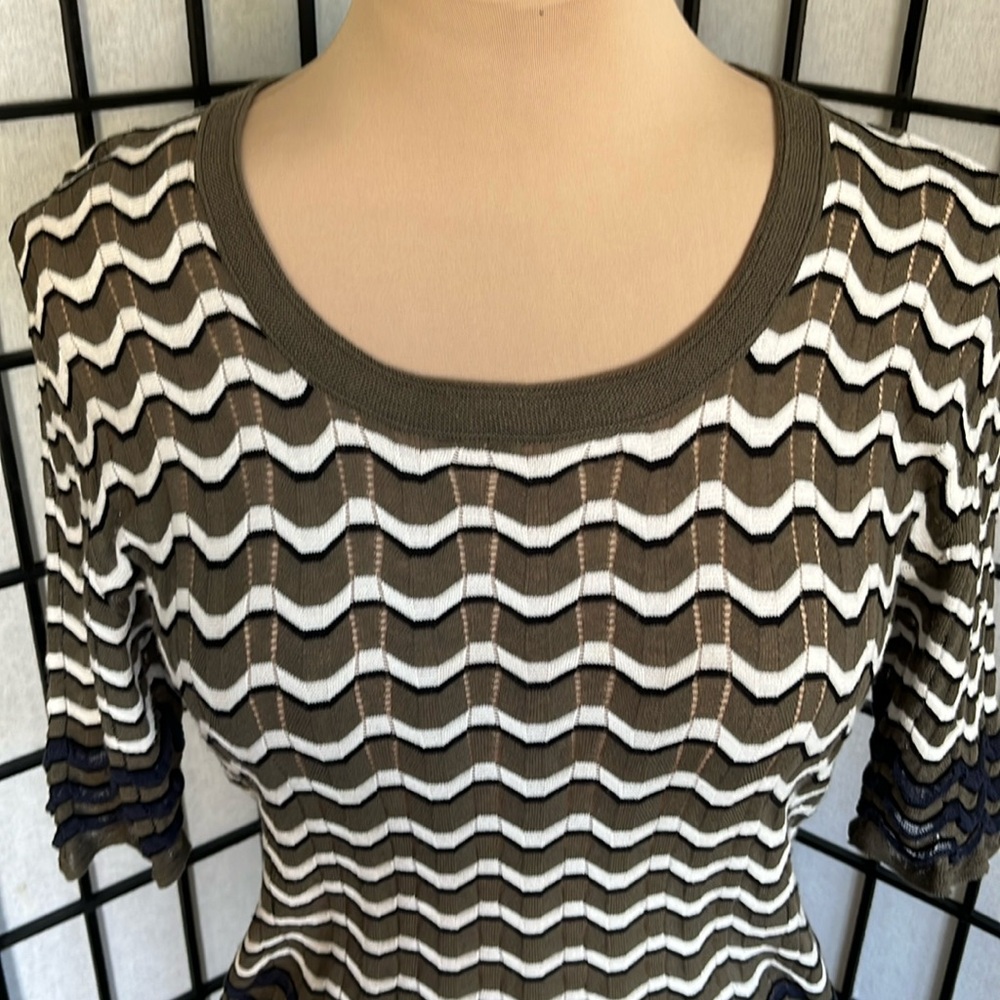 Missoni Olive, Navy, Black & White Lightweight Pullover Dress 6-8